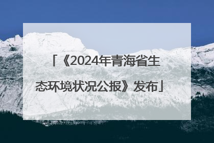 《2024年青海省生态环境状况公报》发布