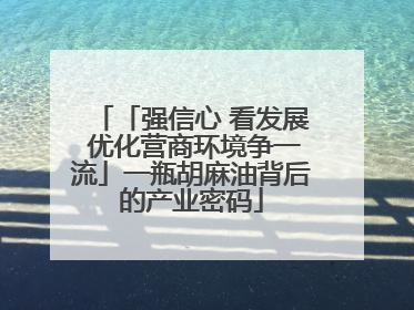「强信心 看发展 优化营商环境争一流」一瓶胡麻油背后的产业密码