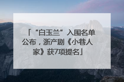 “白玉兰”入围名单公布，浙产剧《小巷人家》获7项提名