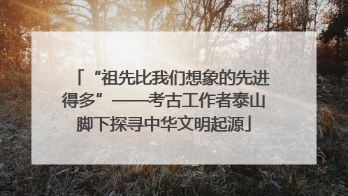 “祖先比我们想象的先进得多”——考古工作者泰山脚下探寻中华文明起源