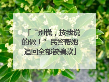 “别慌，按我说的做！”民警帮她追回全部被骗款