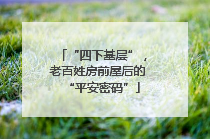 “四下基层”，老百姓房前屋后的“平安密码”