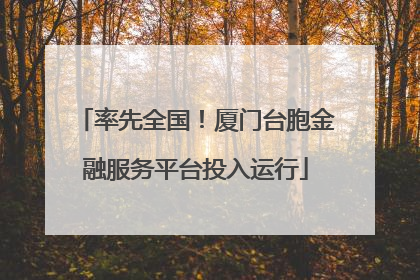 率先全国！厦门台胞金融服务平台投入运行