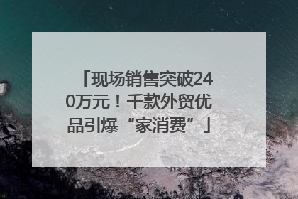 现场销售突破240万元！千款外贸优品引爆“家消费”