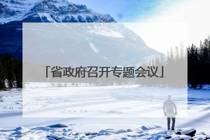 省政府召开专题会议