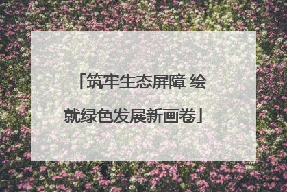筑牢生态屏障 绘就绿色发展新画卷