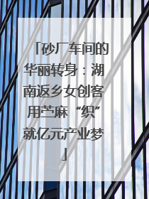 砂厂车间的华丽转身：湖南返乡女创客用苎麻“织”就亿元产业梦