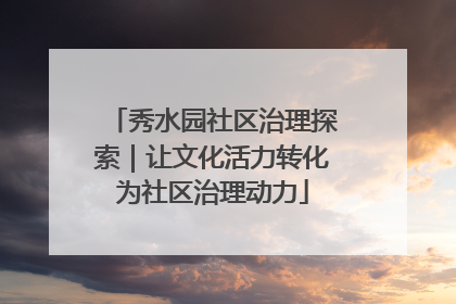 秀水园社区治理探索｜让文化活力转化为社区治理动力