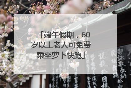 端午假期，60岁以上老人可免费乘坐萝卜快跑