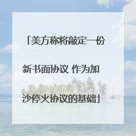 美方称将敲定一份新书面协议 作为加沙停火协议的基础