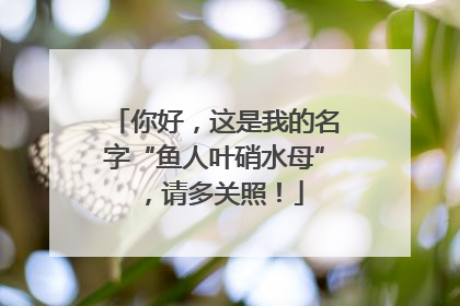 你好，这是我的名字“鱼人叶硝水母”，请多关照！