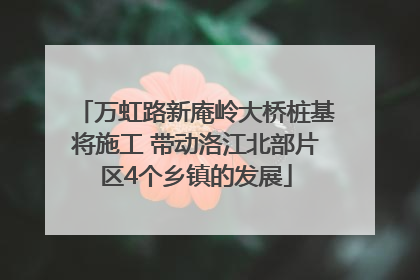 万虹路新庵岭大桥桩基将施工 带动洛江北部片区4个乡镇的发展