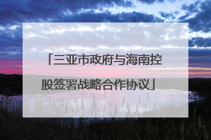 三亚市政府与海南控股签署战略合作协议