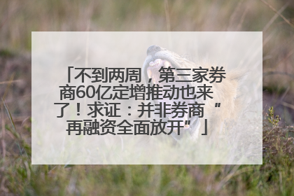 不到两周，第三家券商60亿定增推动也来了！求证：并非券商“再融资全面放开”
