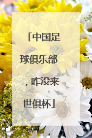 中国足球俱乐部，咋没来世俱杯