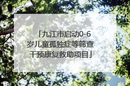 九江市启动0-6岁儿童孤独症等筛查干预康复救助项目