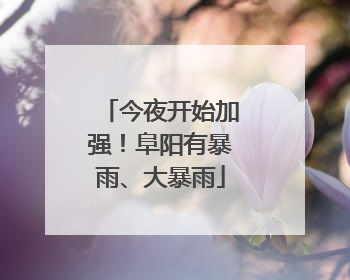 今夜开始加强！阜阳有暴雨、大暴雨