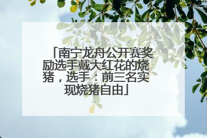 南宁龙舟公开赛奖励选手戴大红花的烧猪，选手：前三名实现烧猪自由