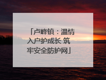 卢峰镇：温情入户护成长 筑牢安全防护网