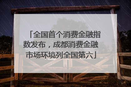 全国首个消费金融指数发布，成都消费金融市场环境列全国第六
