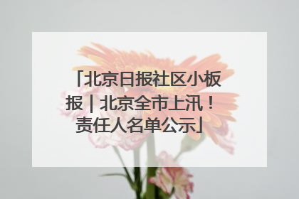 北京日报社区小板报｜北京全市上汛！责任人名单公示