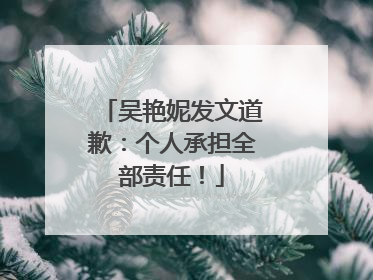 吴艳妮发文道歉：个人承担全部责任！
