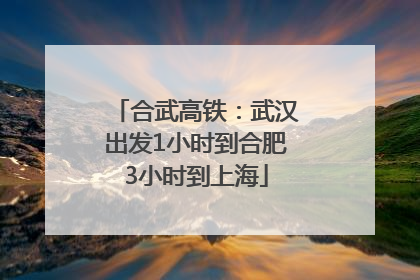 合武高铁：武汉出发1小时到合肥3小时到上海