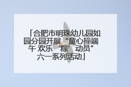 合肥市明珠幼儿园如园分园开展“童心撞端午 欢乐‘粽’动员”六一系列活动