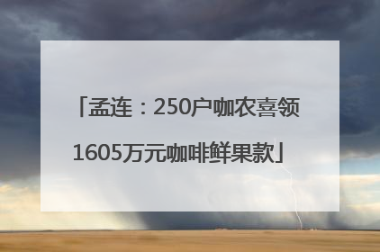 孟连：250户咖农喜领1605万元咖啡鲜果款