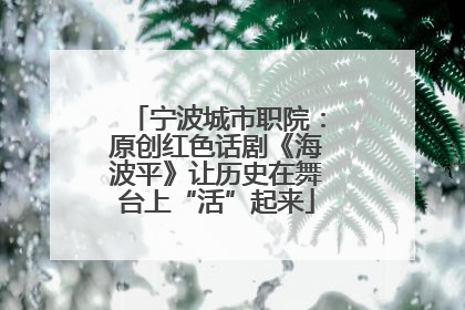 宁波城市职院：原创红色话剧《海波平》让历史在舞台上“活”起来