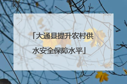 大通县提升农村供水安全保障水平