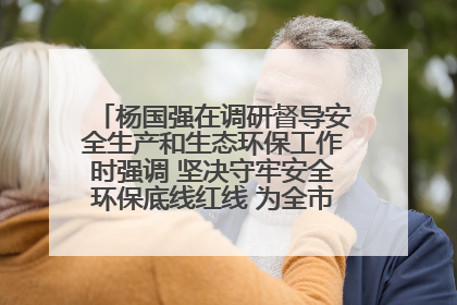 杨国强在调研督导安全生产和生态环保工作时强调 坚决守牢安全环保底线红线 为全市经济社会高质量发展提供坚强保障