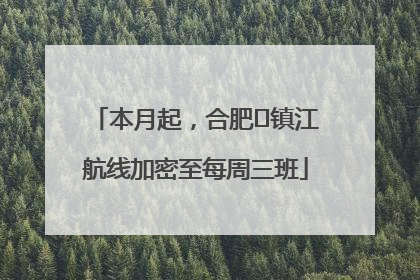 本月起，合肥⇋镇江航线加密至每周三班