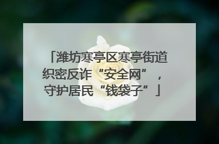 潍坊寒亭区寒亭街道织密反诈“安全网”，守护居民“钱袋子”