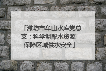 潍坊市牟山水库党总支：科学调配水资源 保障区域供水安全