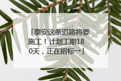 泰安这条道路将要施工！计划工期180天，正在招标→