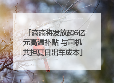 滴滴将发放超6亿元高温补贴 与司机共担夏日出车成本