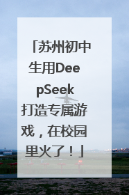 苏州初中生用DeepSeek打造专属游戏，在校园里火了！