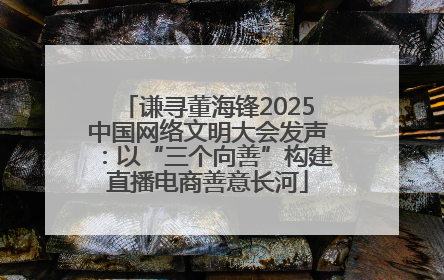谦寻董海锋2025中国网络文明大会发声：以“三个向善”构建直播电商善意长河