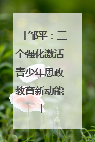 邹平：三个强化激活青少年思政教育新动能