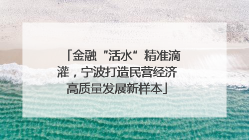 金融“活水”精准滴灌，宁波打造民营经济高质量发展新样本