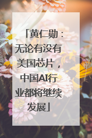 黄仁勋：无论有没有美国芯片，中国AI行业都将继续发展