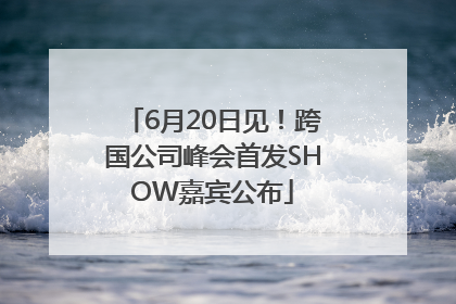 6月20日见！跨国公司峰会首发SHOW嘉宾公布